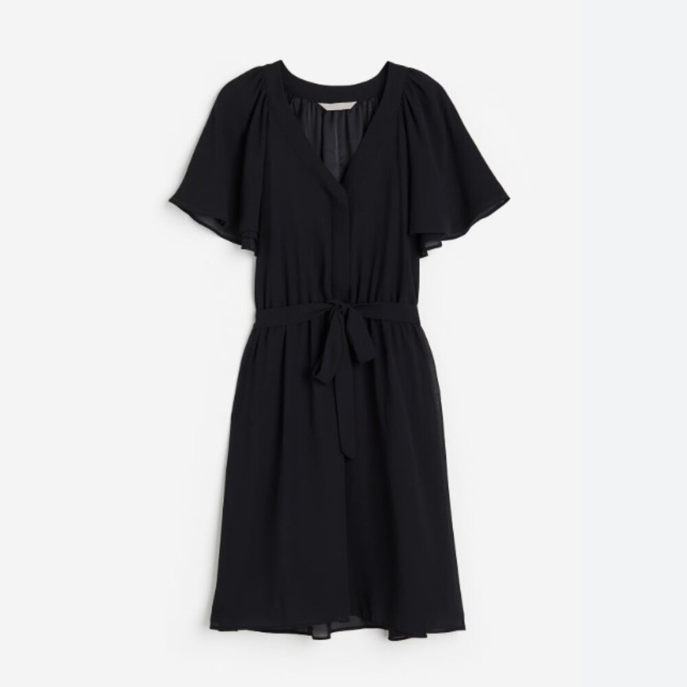 H&M Vneck Chiffon Dress Black Plus Size 4XL NWT